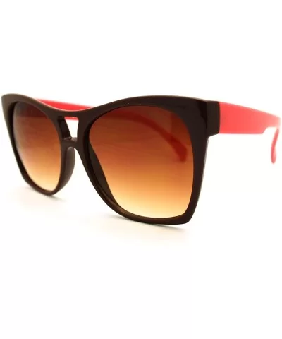 Celebrity Fashion Oversized Sunglasses Unique Square Frame - Brown - C411FSFDZ3N $13.99 Oversized