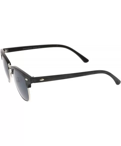 Modern Wood Textured Horn Rimmed Square Lens Half Frame Sunglasses 50mm - Grey-silver / Smoke - CL17YHQEOH0 $13.85 Wayfarer
