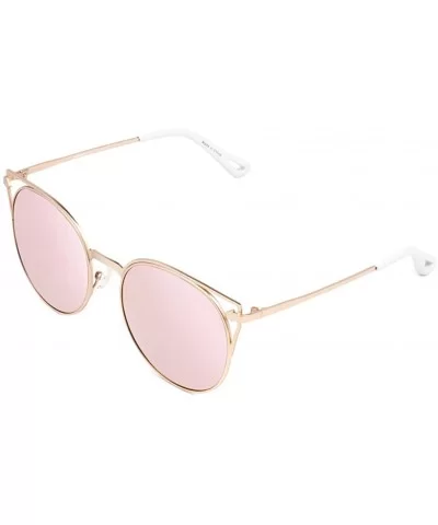 Retro Vintage Mirrored Round Cateye Sunglasses for Women - Gold - Barbie Pink - CB17WW0ZHD5 $45.93 Cat Eye