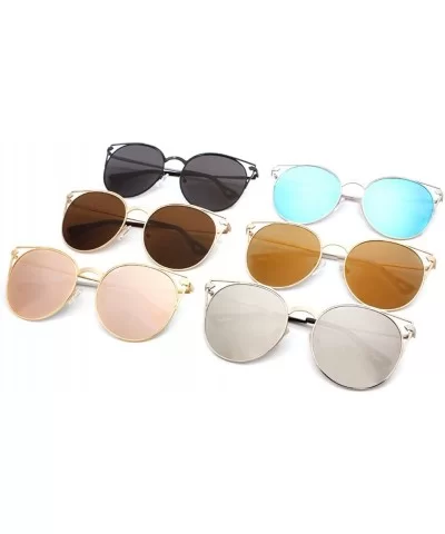 Retro Vintage Mirrored Round Cateye Sunglasses for Women - Gold - Barbie Pink - CB17WW0ZHD5 $45.93 Cat Eye