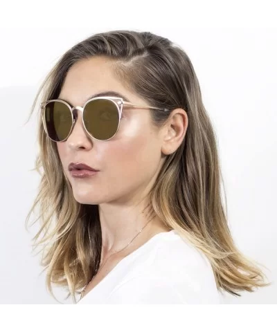 Retro Vintage Mirrored Round Cateye Sunglasses for Women - Gold - Barbie Pink - CB17WW0ZHD5 $45.93 Cat Eye