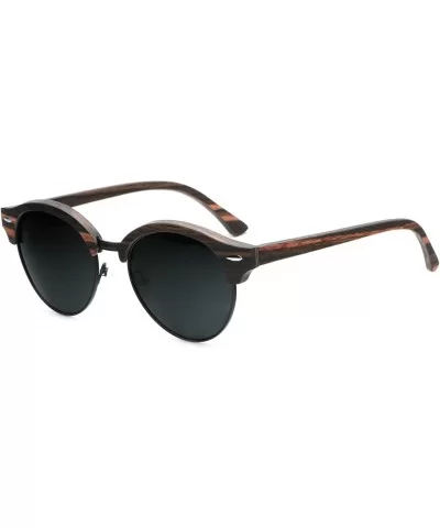 Semi Rimless Wood Polarized Sunglasses Women Men Brand Designer Wood Shades - CC186OHOWOX $55.31 Wayfarer