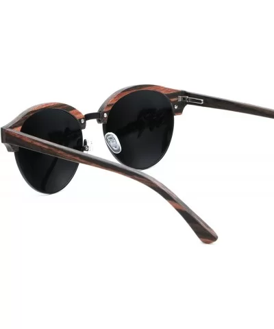 Semi Rimless Wood Polarized Sunglasses Women Men Brand Designer Wood Shades - CC186OHOWOX $55.31 Wayfarer