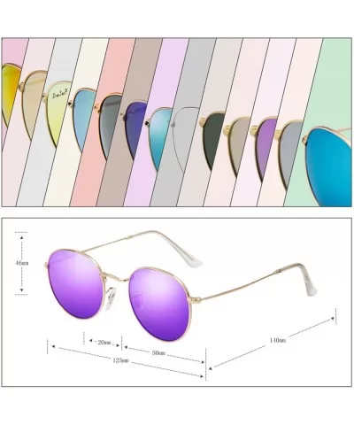 Classic Retro Metal Frame Round Circle Mirrored Sunglasses Men Women Glasses 3447 - Purple Polaroid - CX12EWYMNMT $19.34 Aviator