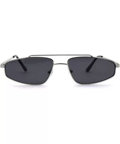 Mens Retro Hippie Triangular Metal Rim Dad Shade Sunglasses - Silver Black - CU1987IQU2N $17.40 Rectangular