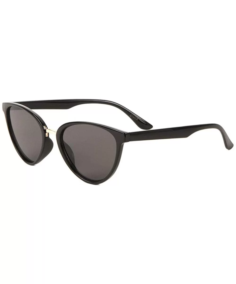 Plastic Frame Metal Nose Bridge Rounded Cat Eye Sunglasses - Black - C61993NGTCZ $20.42 Cat Eye