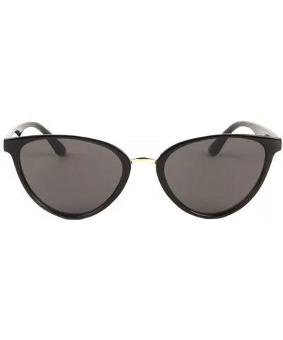 Plastic Frame Metal Nose Bridge Rounded Cat Eye Sunglasses - Black - C61993NGTCZ $20.42 Cat Eye