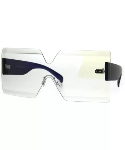 Flat Panel Shield Rectangle Robotic 80s Futurist Disco Funk Glasses - Black - C91872DHDRC $18.50 Rectangular