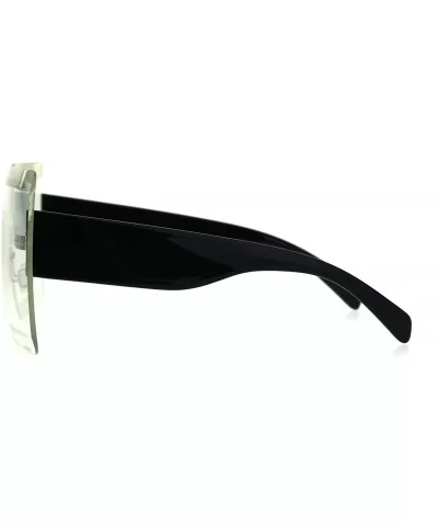 Flat Panel Shield Rectangle Robotic 80s Futurist Disco Funk Glasses - Black - C91872DHDRC $18.50 Rectangular