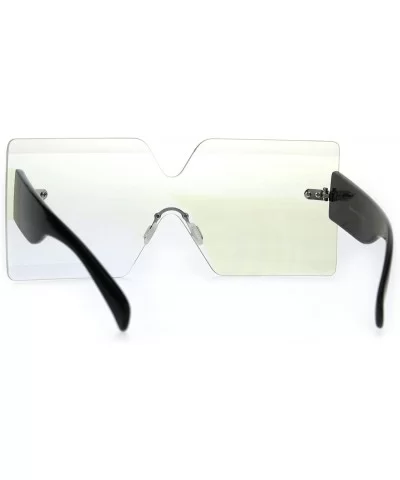 Flat Panel Shield Rectangle Robotic 80s Futurist Disco Funk Glasses - Black - C91872DHDRC $18.50 Rectangular