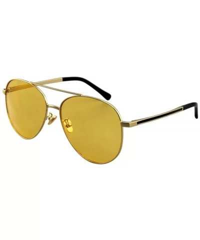 Sunglasses classic HD aviator glasses driver driving driving sunglasses - Gold Black/Grey - CV18X939K6N $86.23 Aviator