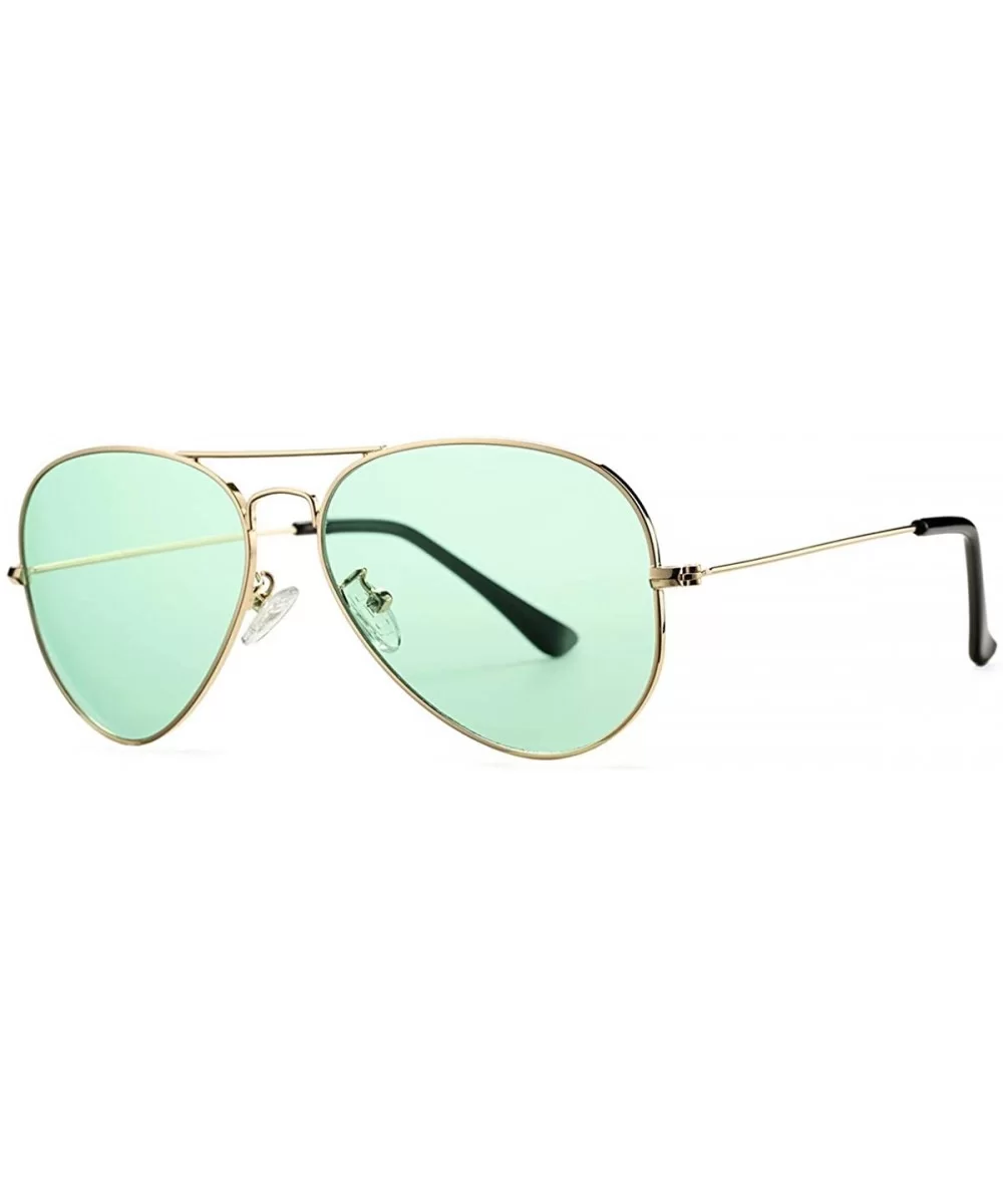 Aviator Sunglasses for Women Men Lightweight Metal Frame 100% UV Protection - Gold Frame / Green Lens - CI1900MWEOU $17.76 Av...