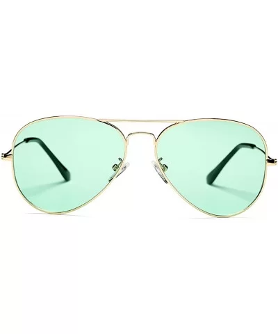 Aviator Sunglasses for Women Men Lightweight Metal Frame 100% UV Protection - Gold Frame / Green Lens - CI1900MWEOU $17.76 Av...