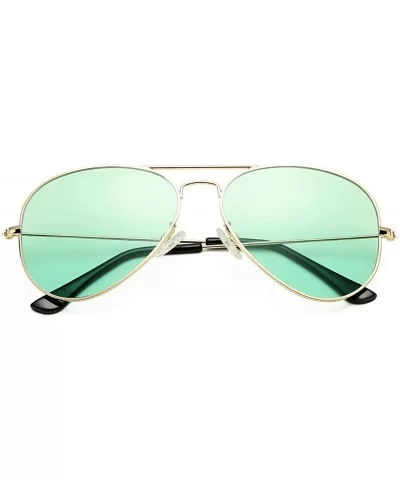 Aviator Sunglasses for Women Men Lightweight Metal Frame 100% UV Protection - Gold Frame / Green Lens - CI1900MWEOU $17.76 Av...