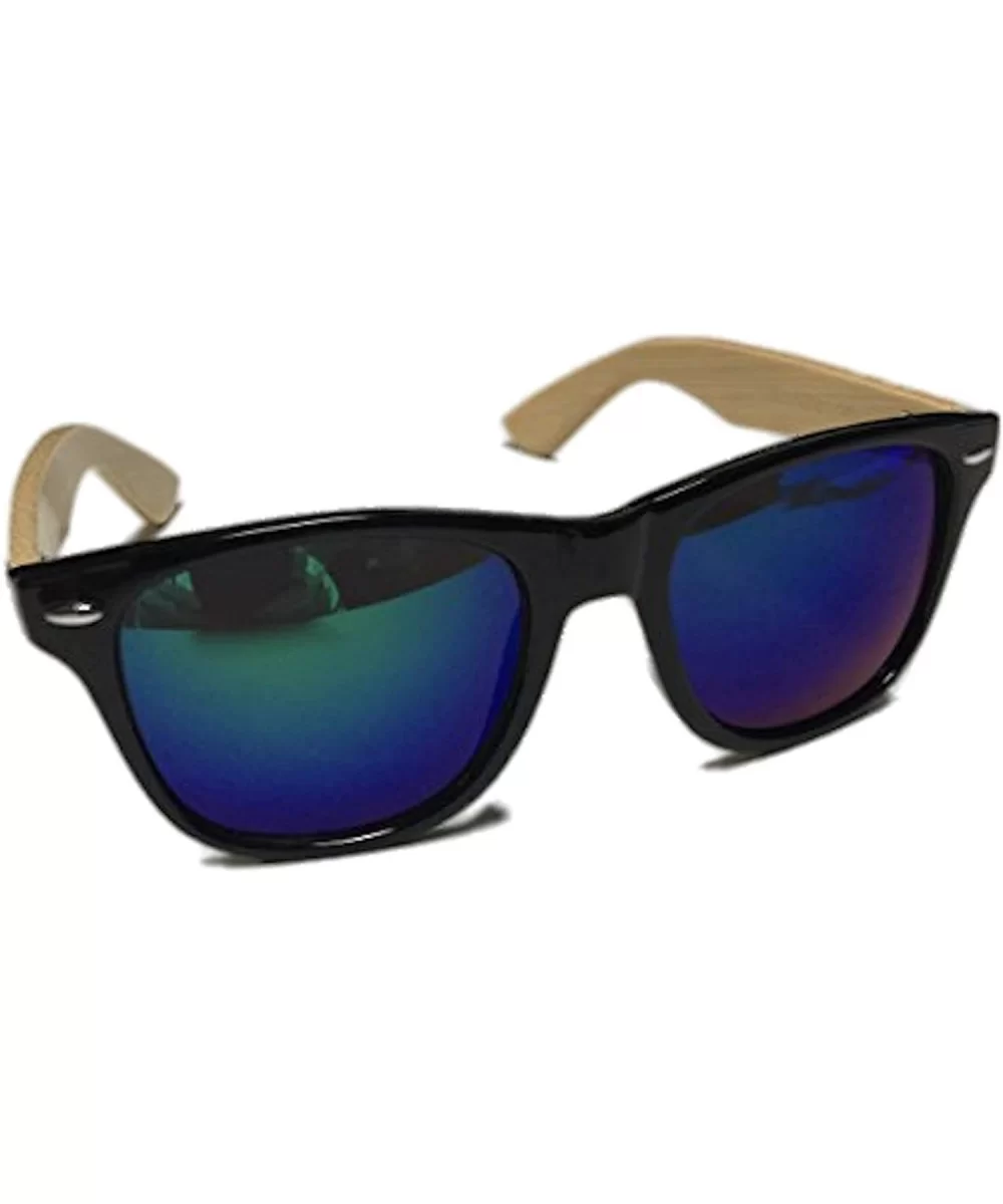 Men's Women's 55 MM Polarized Bamboo Wood Arms (Black Bamboo Greeen) - CN12MBYQV1B $12.77 Wayfarer