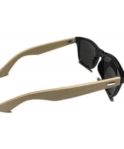 Men's Women's 55 MM Polarized Bamboo Wood Arms (Black Bamboo Greeen) - CN12MBYQV1B $12.77 Wayfarer