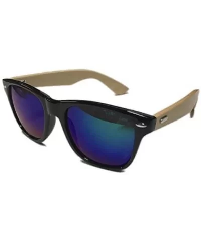 Men's Women's 55 MM Polarized Bamboo Wood Arms (Black Bamboo Greeen) - CN12MBYQV1B $12.77 Wayfarer