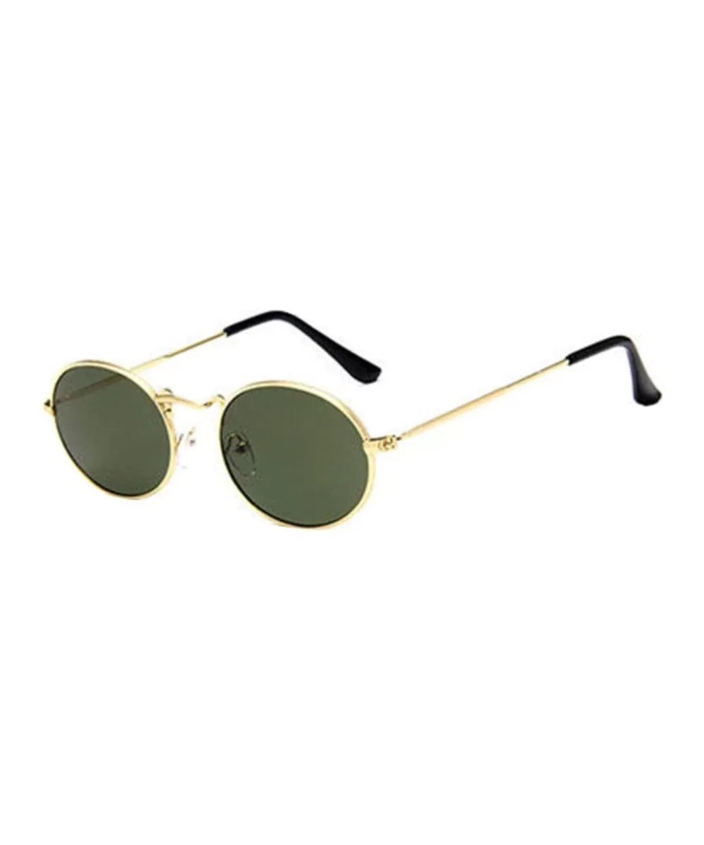 Vintage Oval Sunglasses Women Fashion Classic Small Face Metal Designer Sun Glasses Travel (E) - E - C81902UUMRG $11.04 Oval