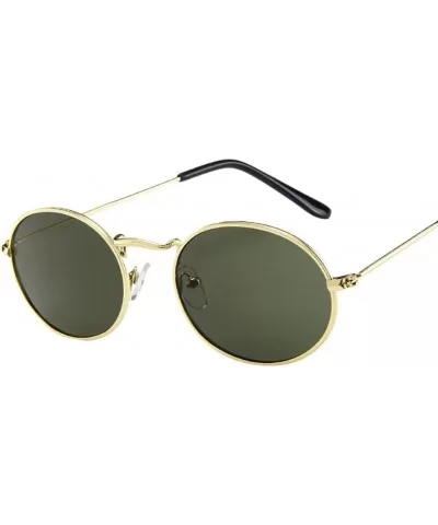 Vintage Oval Sunglasses Women Fashion Classic Small Face Metal Designer Sun Glasses Travel (E) - E - C81902UUMRG $11.04 Oval