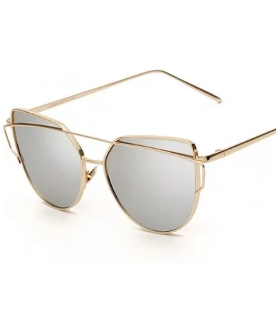 Sunglasses Women Cat eye Mirror Rose Gold Vintage Fashion sun glasses Eyewear - C15 - CS18WXSG8QS $38.87 Cat Eye