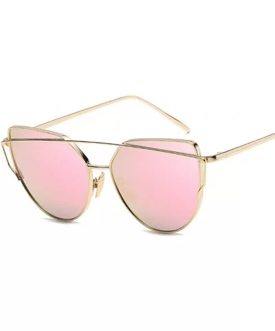 Sunglasses Women Cat eye Mirror Rose Gold Vintage Fashion sun glasses Eyewear - C15 - CS18WXSG8QS $38.87 Cat Eye