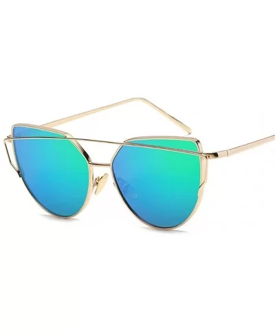 Sunglasses Women Cat eye Mirror Rose Gold Vintage Fashion sun glasses Eyewear - C15 - CS18WXSG8QS $38.87 Cat Eye