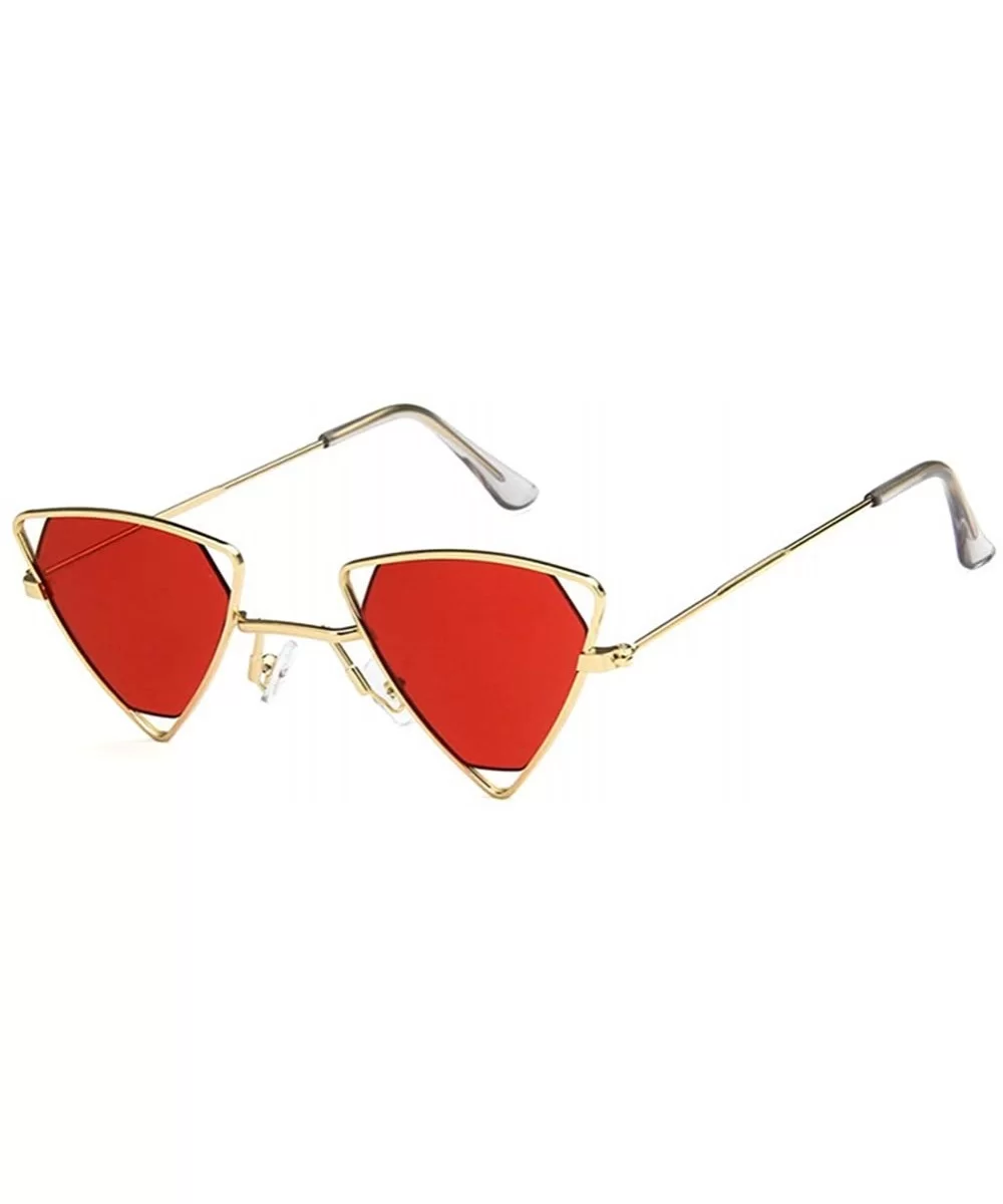 Retro Classic Trendy Stylish Sunglasses for Men Women 100% UV Protection Triangle Designer Style - Black Red - CY18RH6SCA6 $1...