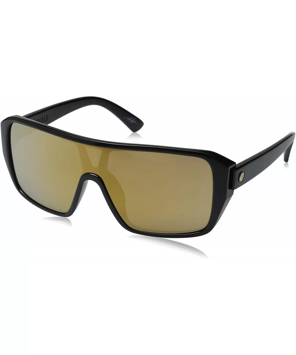 Visual Blast Shield Sunglasses - Gloss Black - Ohm Grey Gold Chrome - C612D1Y9WWF $75.18 Shield