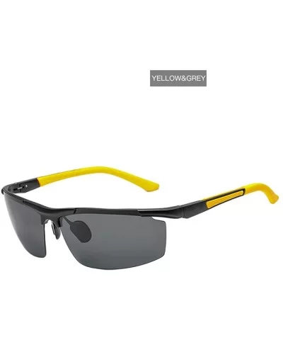 Men's Fashion Polarized Sport Sunglasses with Case Half Frame UV 400 Protection for Outdoor Use - Yellow+gray - CQ18TD3MMRT $...