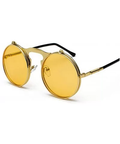 Metal Steampunk Sunglasses Women Fashion Round Glasses Vintage Sun Female UV400 Eyewear Shades - Goldyellow - CD198A59EG3 $56...