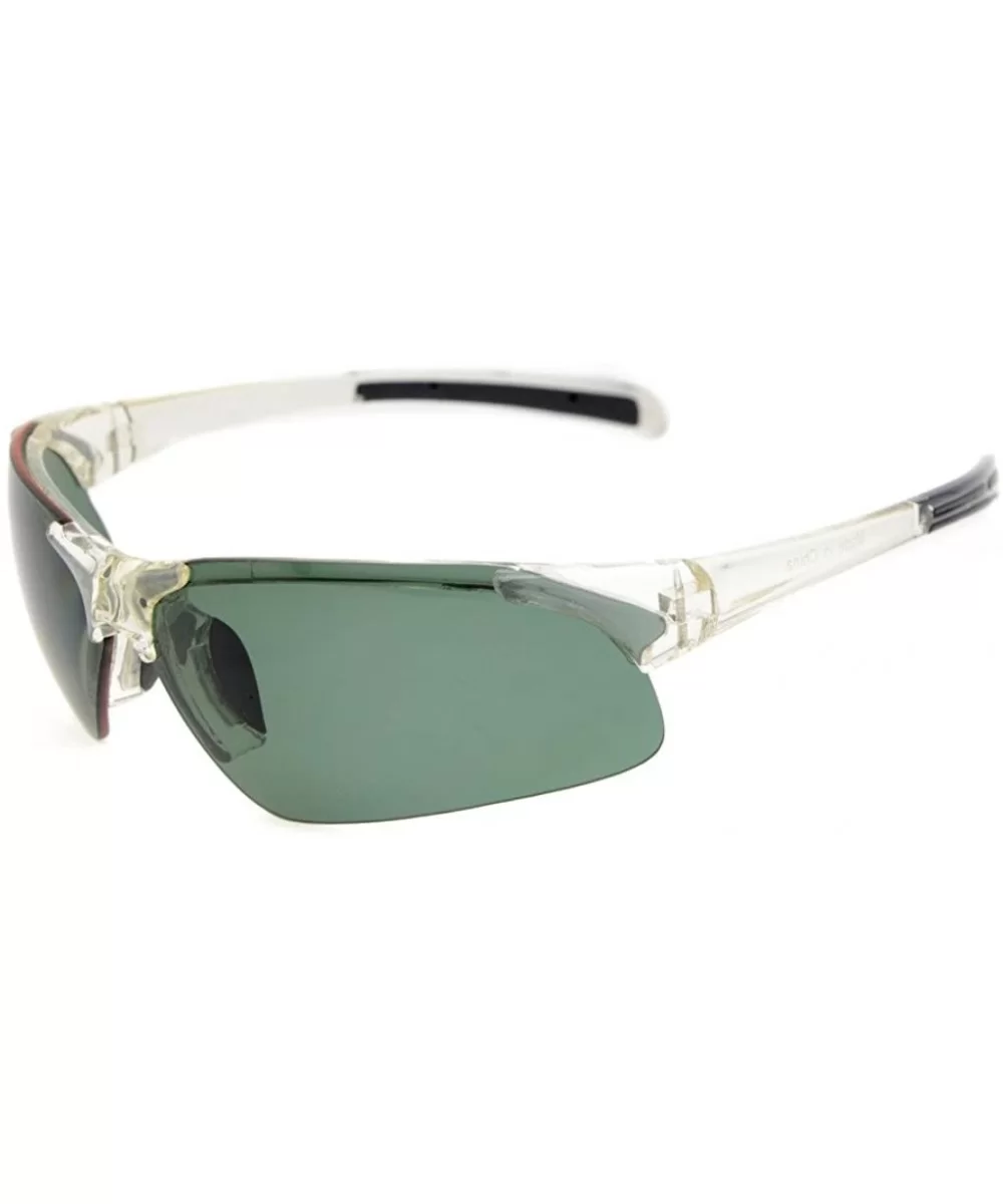 Polycarbonate Half-Rimless Polarized Sport Sunglasses TR90 Unbreakable - Clear/G15 - C912O8B92DL $37.86 Rectangular