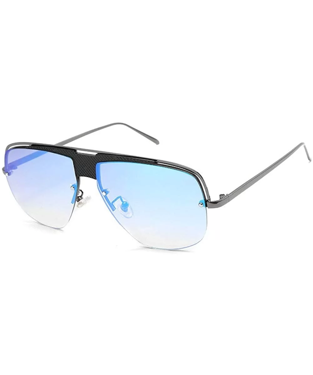 Fashion Metal Frame Pilot Sunglasses Brand Designer Vintage Driving Mirror Mens Goggle - Blue - CC18UMIRN43 $18.19 Goggle