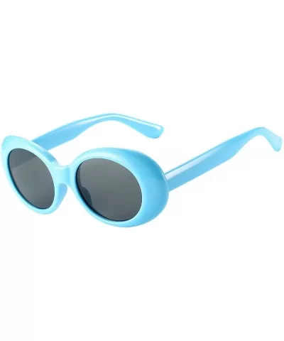 Clout Goggles Retro Oval Kurt Cobain Sunglasses Mod Thick Frame - Blue - CD18KZ6ASYM $12.87 Goggle