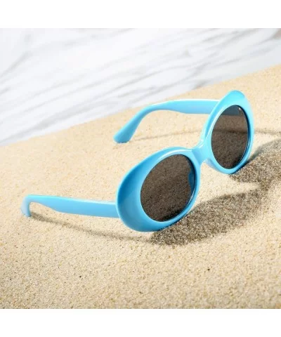 Clout Goggles Retro Oval Kurt Cobain Sunglasses Mod Thick Frame - Blue - CD18KZ6ASYM $12.87 Goggle