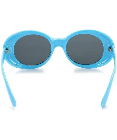 Clout Goggles Retro Oval Kurt Cobain Sunglasses Mod Thick Frame - Blue - CD18KZ6ASYM $12.87 Goggle