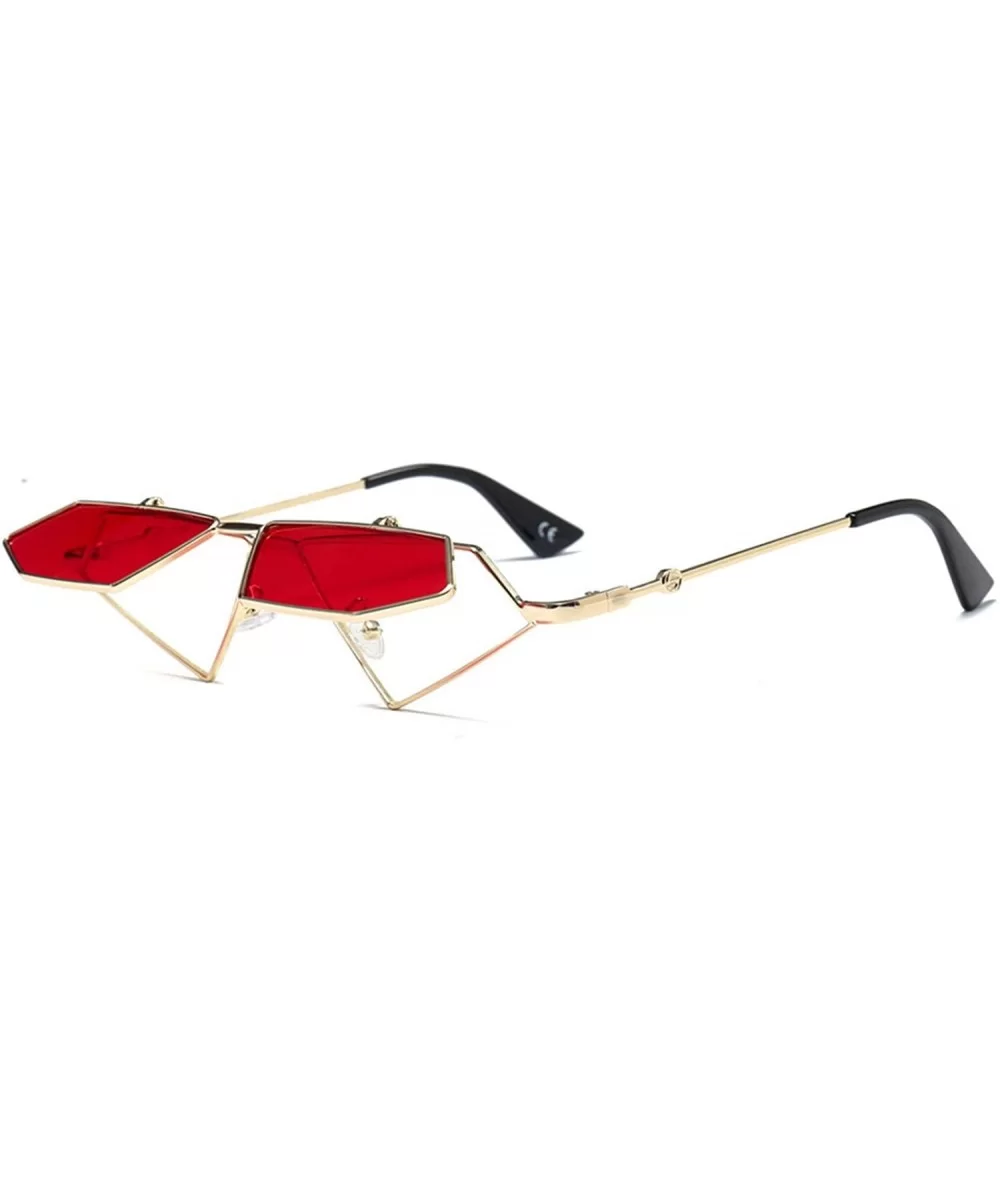 Fashion Designer Small FrameVintage Polygon Mirror Lens SunGlasses for women Metal Frame ZXM23019 - Red - CK18ZYZZW2X $27.47 ...