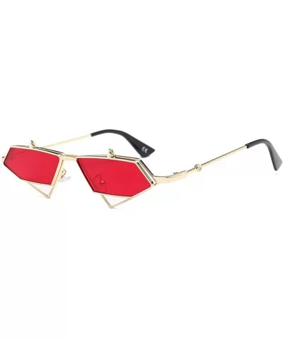 Fashion Designer Small FrameVintage Polygon Mirror Lens SunGlasses for women Metal Frame ZXM23019 - Red - CK18ZYZZW2X $27.47 ...