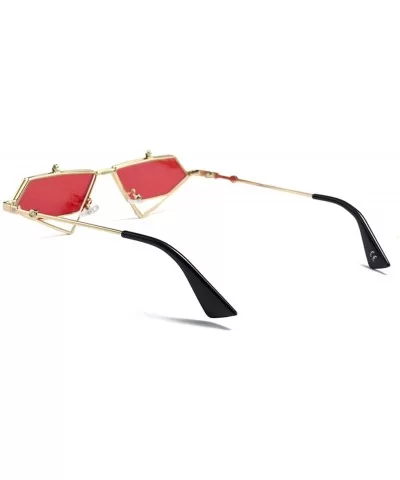 Fashion Designer Small FrameVintage Polygon Mirror Lens SunGlasses for women Metal Frame ZXM23019 - Red - CK18ZYZZW2X $27.47 ...