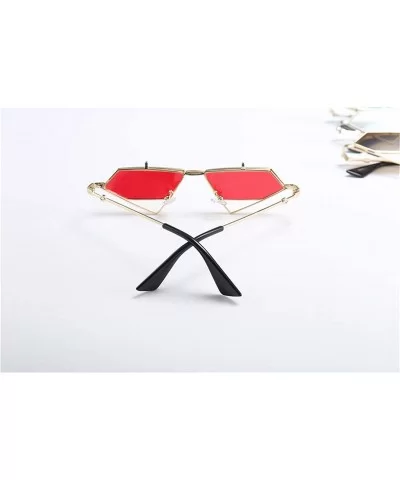 Fashion Designer Small FrameVintage Polygon Mirror Lens SunGlasses for women Metal Frame ZXM23019 - Red - CK18ZYZZW2X $27.47 ...