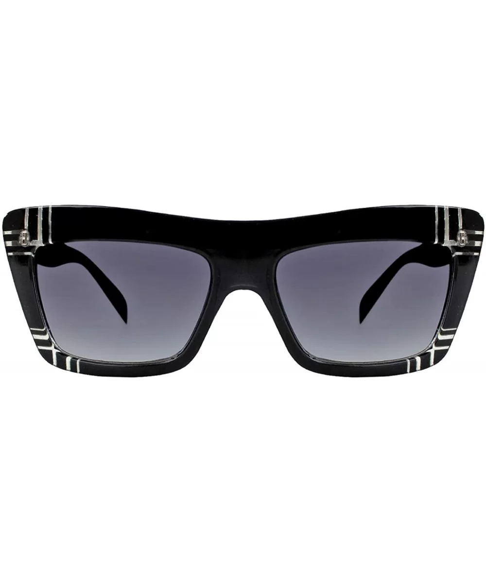 Black Retro Squared Frame Womens Sunglasses With Hard Case - C218S9XT43S $31.33 Oversized