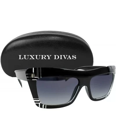 Black Retro Squared Frame Womens Sunglasses With Hard Case - C218S9XT43S $31.33 Oversized