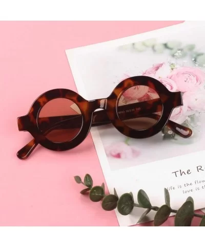 Oversize Fashion Thick Bold Frame Round Sunglasses Anti-UV Outdoor Colorful Glasses - Tortoise Frame / Brown Lens - CA18RHKEZ...