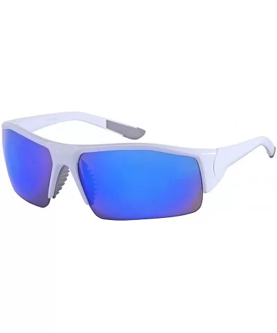Men's Half Frame Sports Sunglasses W/Color Mirrored Lens 570076AM-REV - White - C9126ZN1KH9 $15.19 Rimless