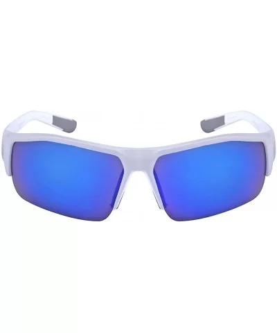 Men's Half Frame Sports Sunglasses W/Color Mirrored Lens 570076AM-REV - White - C9126ZN1KH9 $15.19 Rimless