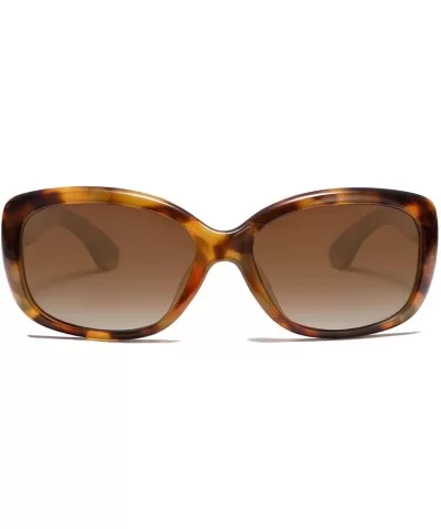 Vintage Square Sunglasses for Women Polarized UV Protection Havana Frame SJ2111 - CR199E2ASRR $19.11 Oversized