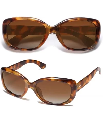 Vintage Square Sunglasses for Women Polarized UV Protection Havana Frame SJ2111 - CR199E2ASRR $19.11 Oversized