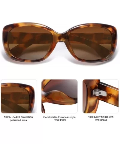 Vintage Square Sunglasses for Women Polarized UV Protection Havana Frame SJ2111 - CR199E2ASRR $19.11 Oversized