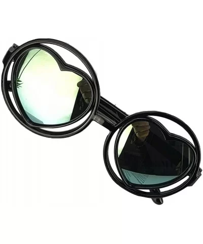 Kid Child Glasses Heart Dazzling Reflective Round Love Shade Decorative Sunglasses UV400 - Gold - CK198E3AR64 $13.36 Round