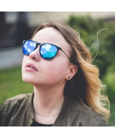 Sunglasses for Women Men Polarized uv Protection Fashion Vintage Round Classic Retro Aviator Mirrored Sun glasses - CS194UGWC...