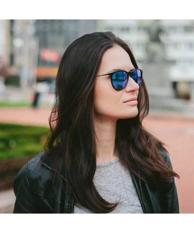 Sunglasses for Women Men Polarized uv Protection Fashion Vintage Round Classic Retro Aviator Mirrored Sun glasses - CS194UGWC...